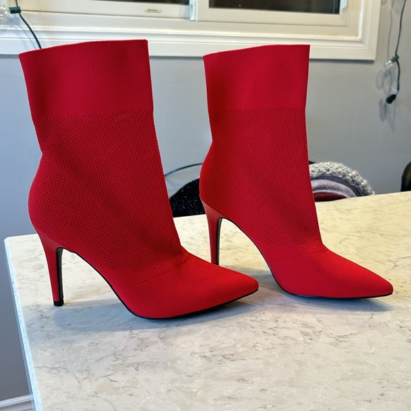 Brash Shoes - Red sock heels- BWOT - red heel booties